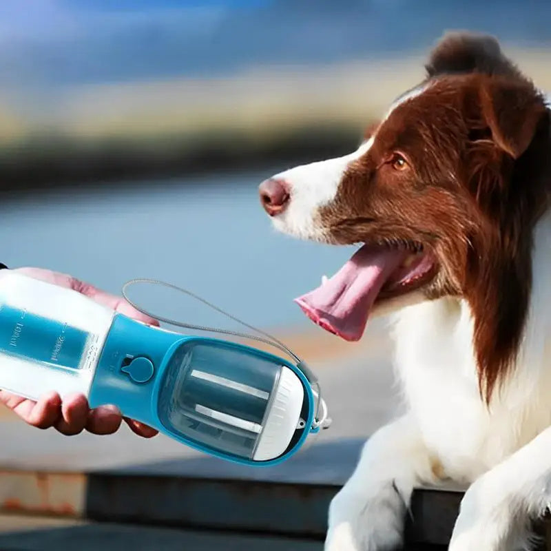 3-in-1 Portable Dog Water Bottle with Food Box & Waste Bag Holder