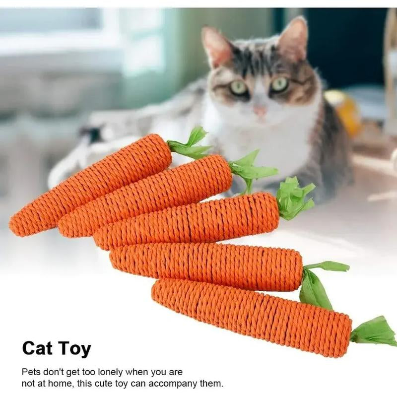 Cat Toy Carrot Paper Rope Chew Toys Bite Resistant Scratcher Clean Teeth Interactive Play Cat Carrot Chew Toy Home Pet Products