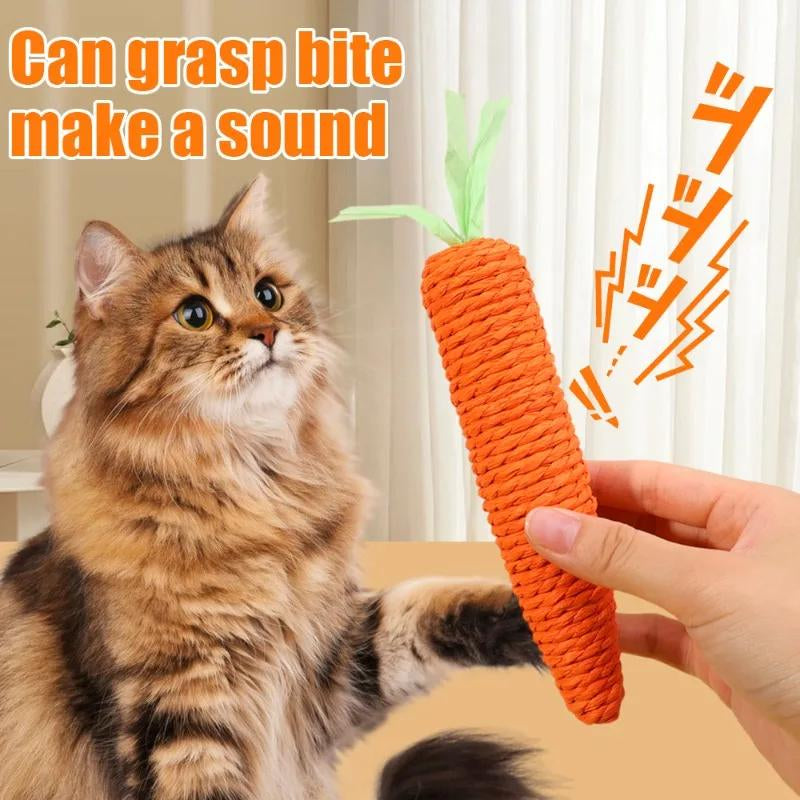 Cat Toy Carrot Paper Rope Chew Toys Bite Resistant Scratcher Clean Teeth Interactive Play Cat Carrot Chew Toy Home Pet Products